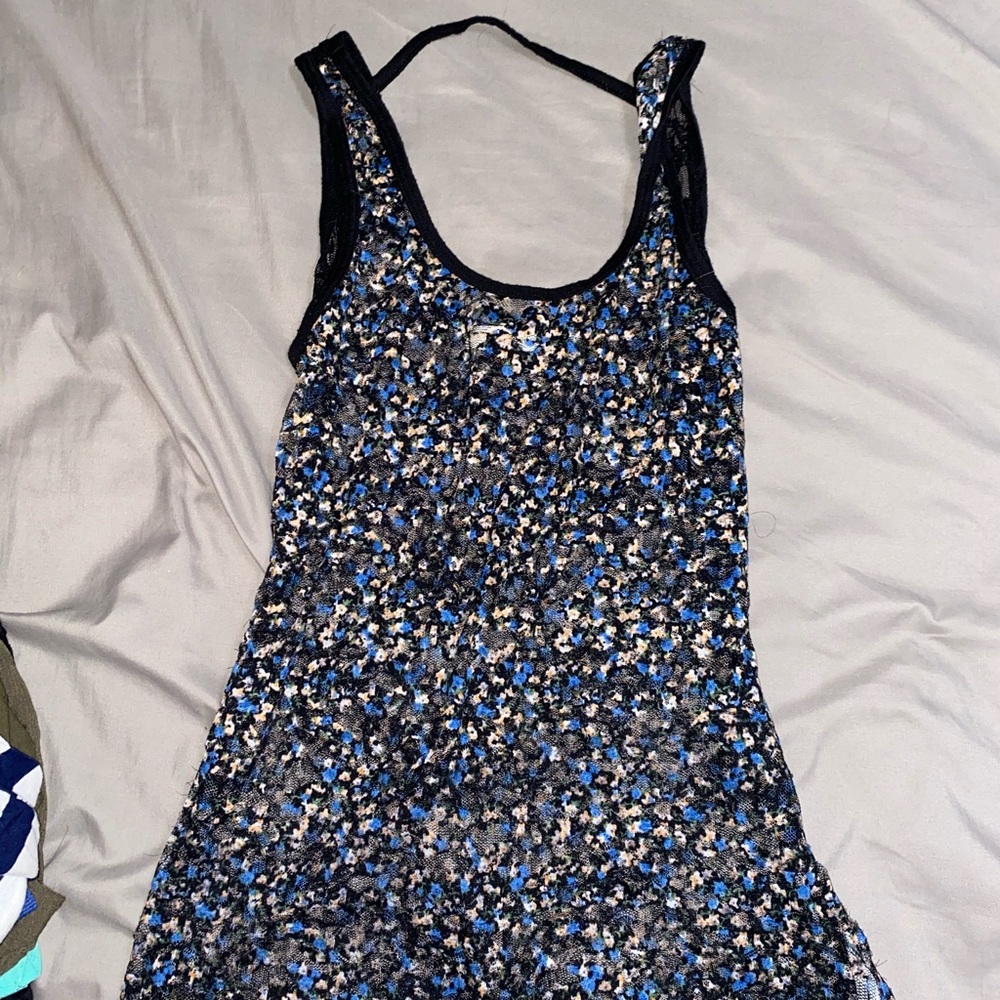Floral flower sheer lace tank top sexy open back